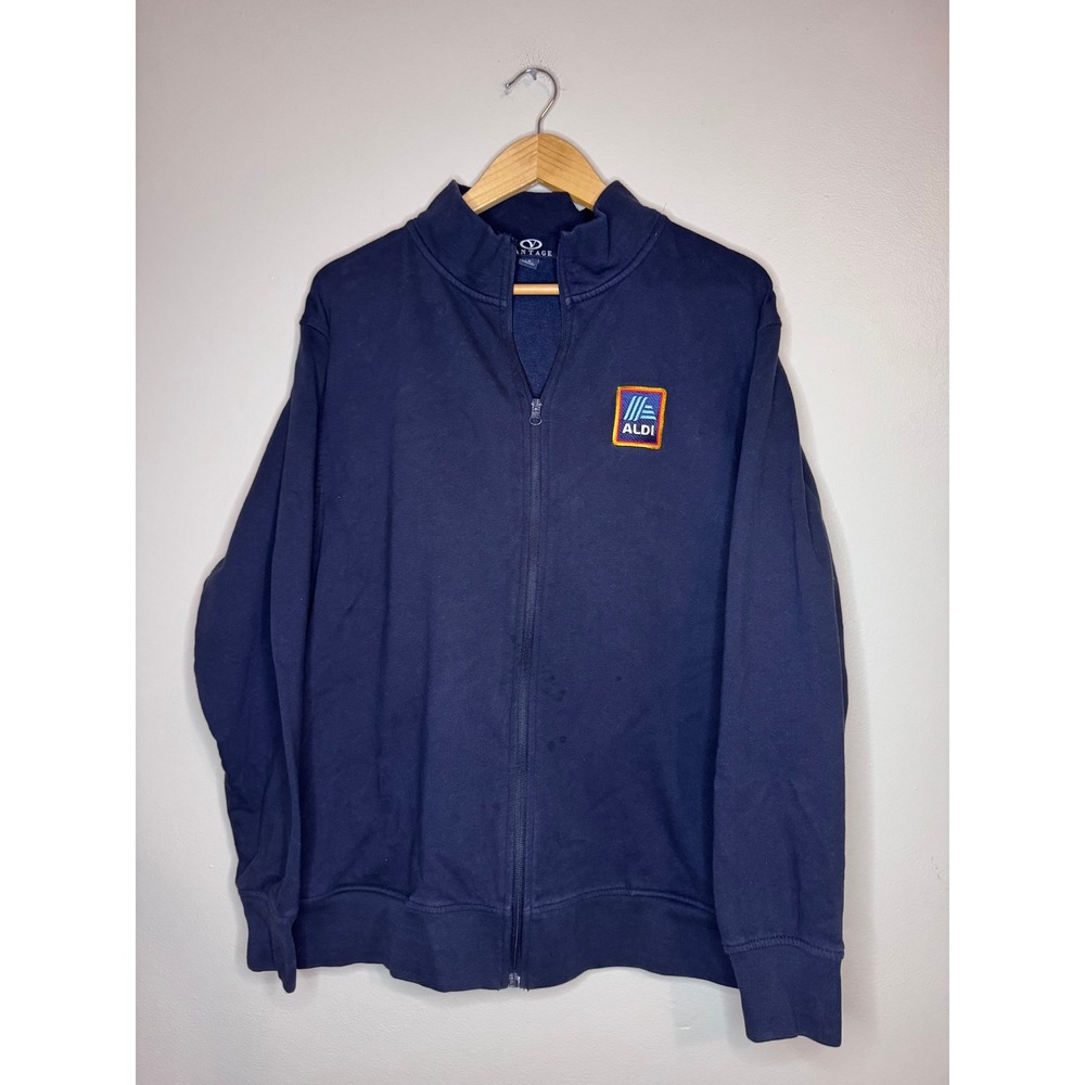 Aldi Employee‎ Full Zip Sweatshirt Jacket Mens Large Navy